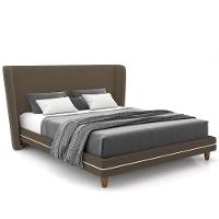 Cabeceira Casal Nilo 140cm Com Cama Pés Madeira Suném P05 Veludo Marrom - Lyam Decor - 1