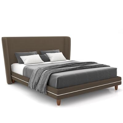 Cabeceira Casal Nilo 160cm Com Cama Pés Madeira Suném P05 Veludo Marrom - Lyam Decor