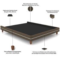 Cabeceira Casal Nilo 160cm Com Cama Pés Madeira Suném P05 Veludo Marrom - Lyam Decor