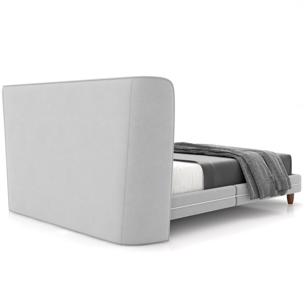 Cabeceira Casal Nilo 160cm Com Cama Pés Madeira Suném P05 Veludo Cinza - Lyam Decor - 7