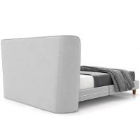 Cabeceira Casal Nilo 160cm Com Cama Pés Madeira Suném P05 Veludo Cinza - Lyam Decor - 7