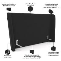 Cabeceira Cama Box Queen 160cm Nilo P05 Veludo Preto - Lyam Decor - 3