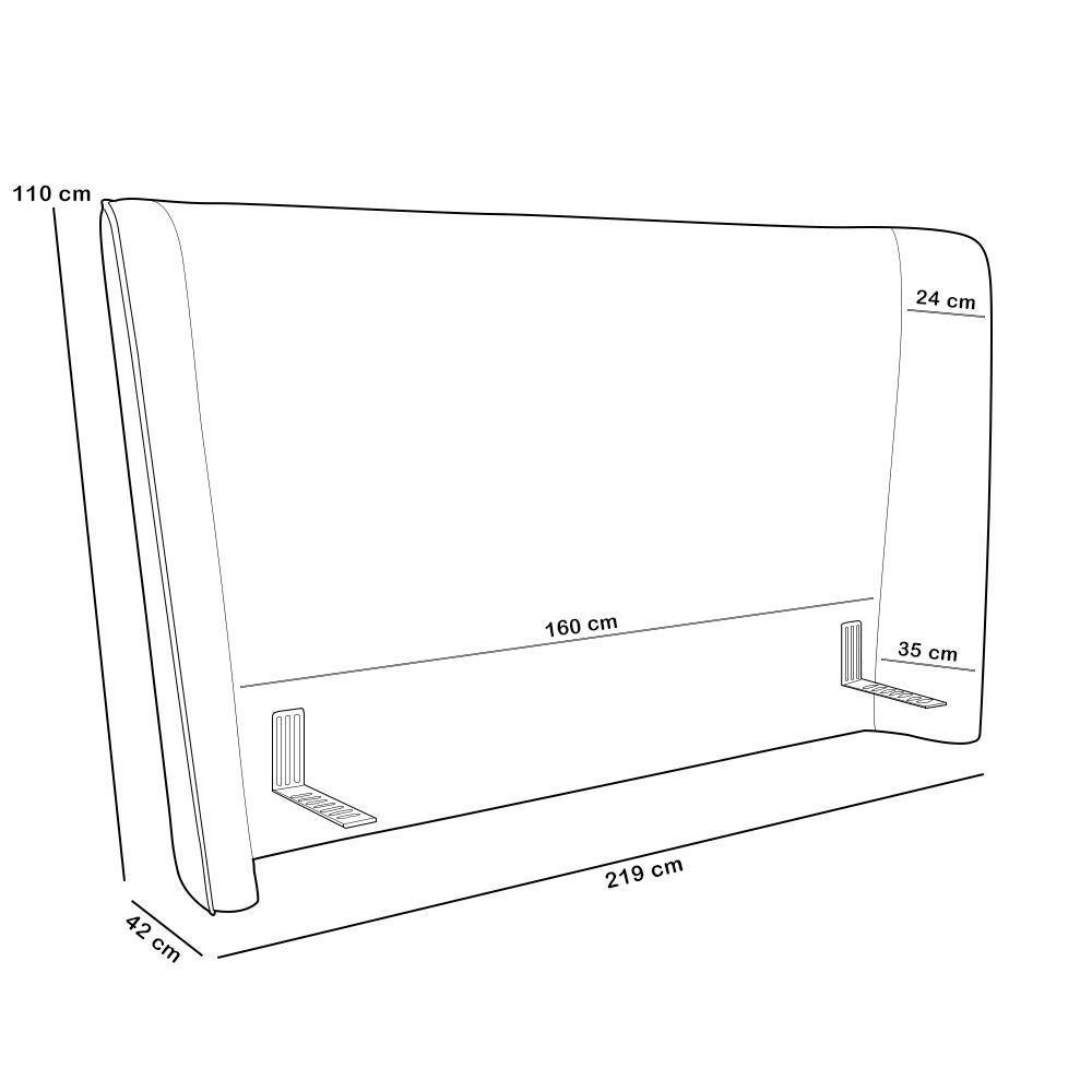 Cabeceira Cama Box Queen 160cm Nilo P05 Veludo Rosê - Lyam Decor - 3