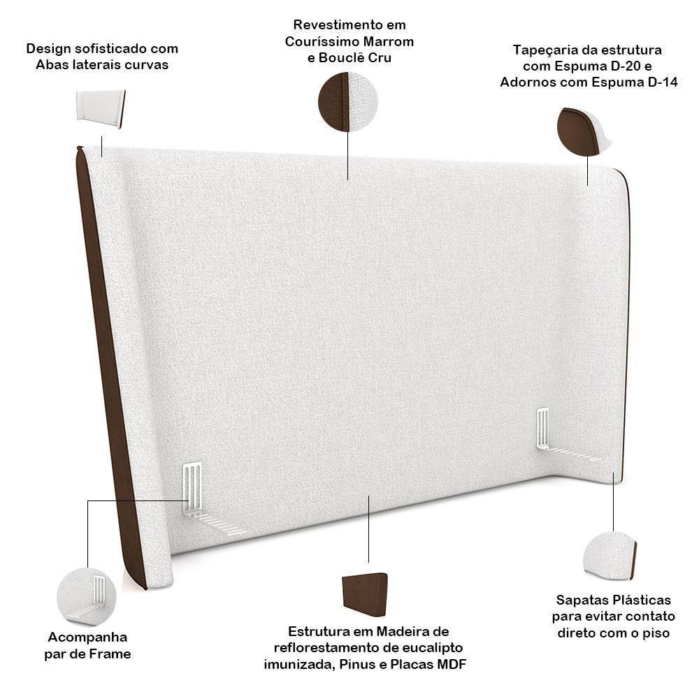 Cabeceira Cama Box Queen 160cm Nilo P05 Corino Marrom Bouclê Cru - Lyam Decor - 3