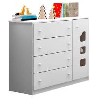 Dormitório Lívia Guarda Roupa, Cômoda E Berço Mel Branco Com Colchão Physical - Phoenix Baby Branco