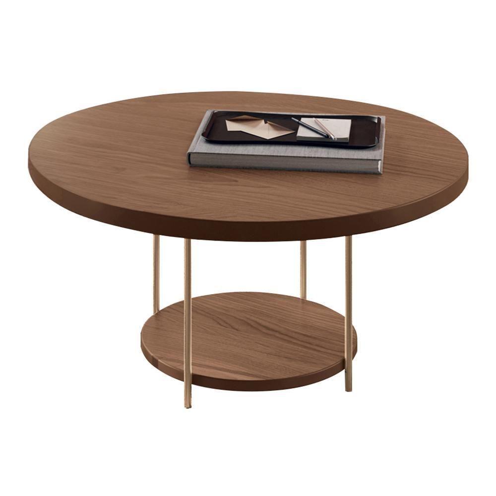 Mesa De Centro Sky Redonda Castanho Com Tampo Mdf - Hb Móveis Castanho - 1