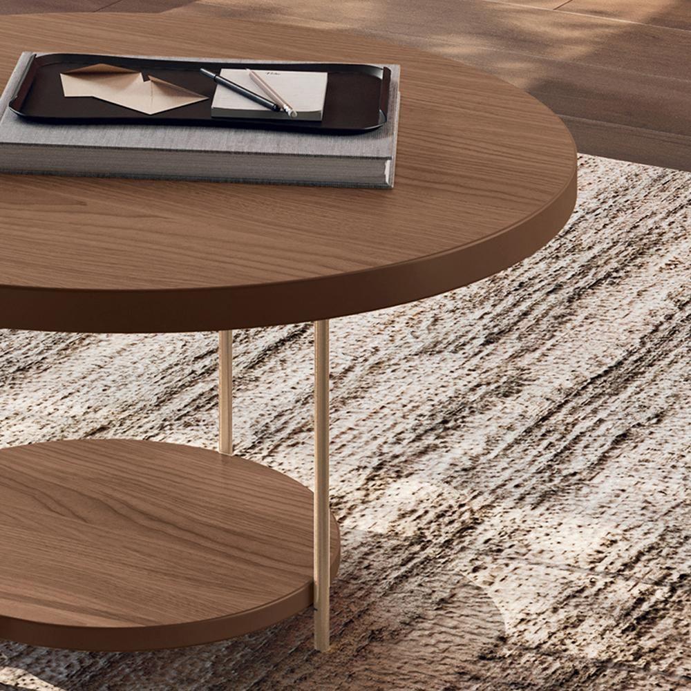 Mesa De Centro Sky Redonda Castanho Com Tampo Mdf - Hb Móveis Castanho - 3