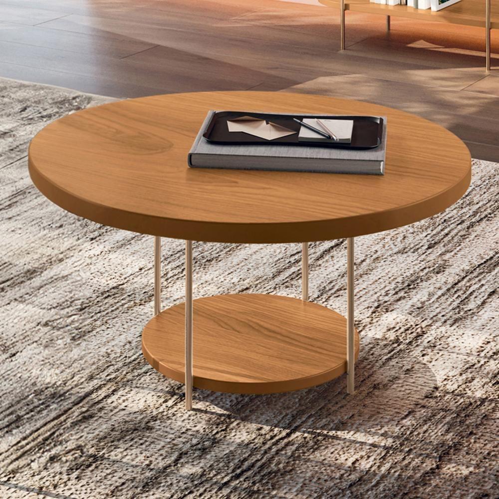 Mesa De Centro Sky Redonda Cinamomo Com Tampo Mdf - Hb Móveis Cinamomo - 2