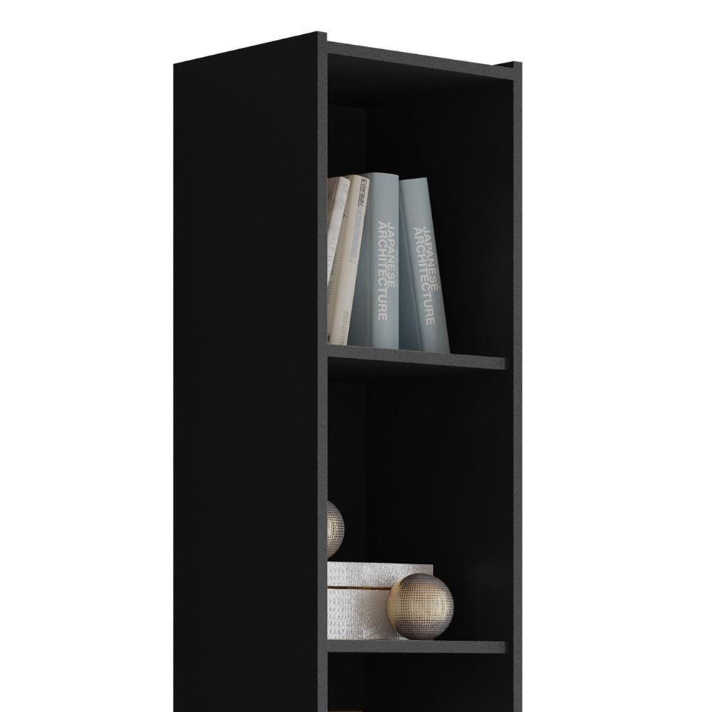Estante Livreiro Janaina Com Prateleiras - Ajl Móveis Preto Preto - 4