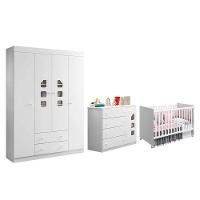 Dormitório Infantil Lívia Guarda Roupa, Cômoda E Berço Tico Branco - Phoenix Baby Branco - 1