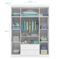 Dormitório Infantil Lívia Guarda Roupa, Cômoda E Berço Tico Branco - Phoenix Baby Branco - 3