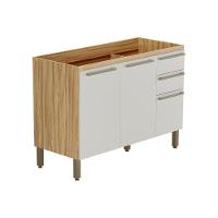 Gabinete De Cozinha Modulado Balcão Para Pia Nápoli Prime 3 Portas E 2 Gavetas Sem tampo 120cm Amendoa-grafite - Ronipa