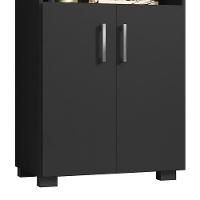 Estante Livreiro Office Com 2 Portas Pequenas Preto Tx - Pr Móveis Preto Tx - 2