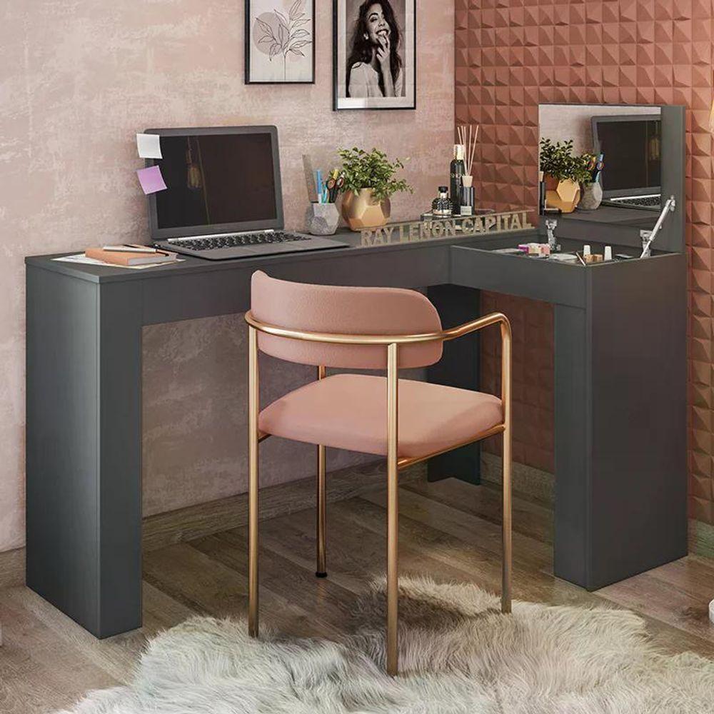 Escrivaninha Penteadeira Camarim De Canto Star Plus Preto - Mobler Preto - 2