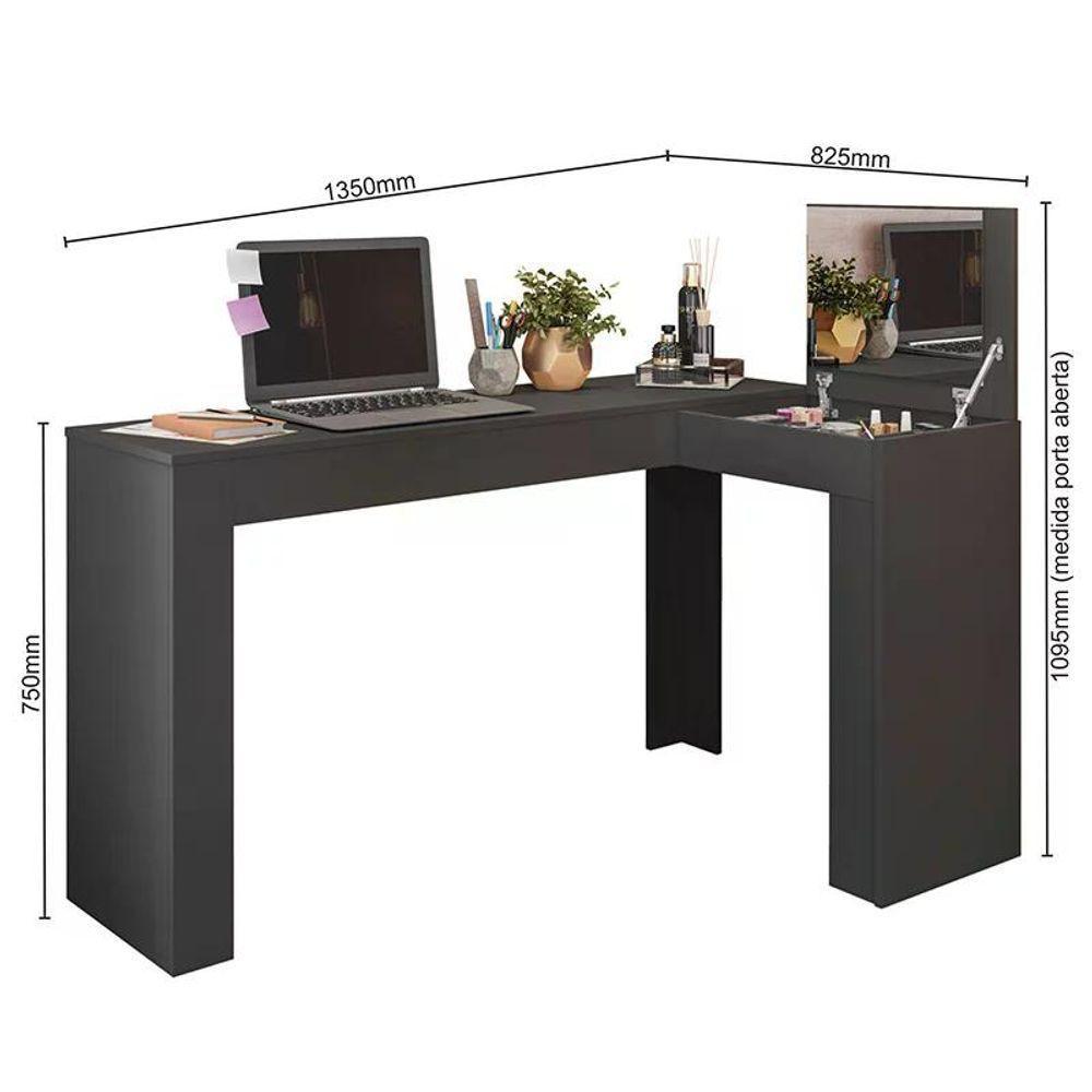 Escrivaninha Penteadeira Camarim De Canto Star Plus Preto - Mobler Preto - 3