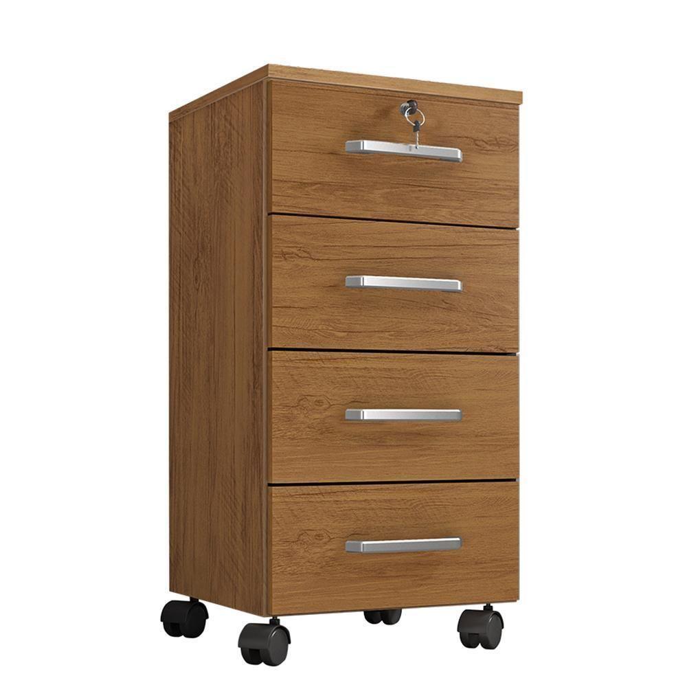 Gaveteiro Gávea 4 Gavetas Freijó Com Rodízios - Móveis Leão Freijó - 1