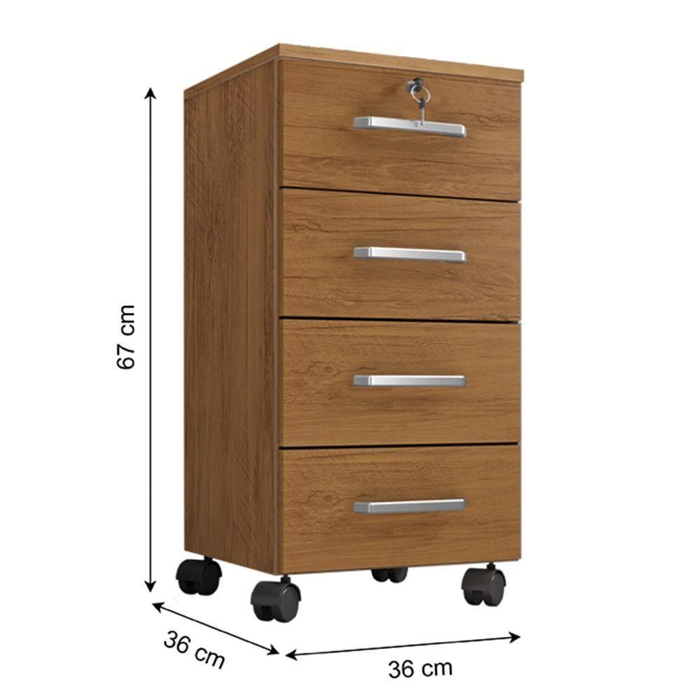 Gaveteiro Gávea 4 Gavetas Freijó Com Rodízios - Móveis Leão Freijó - 4