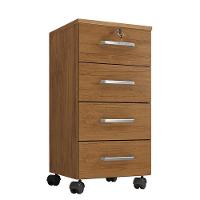 Gaveteiro Gávea 4 Gavetas Freijó Com Rodízios - Móveis Leão Freijó - 1