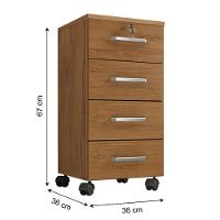 Gaveteiro Gávea 4 Gavetas Freijó Com Rodízios - Móveis Leão Freijó - 4