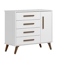 Jogo De Quarto Infantil Q Encanto Retrô Com Cômoda E Berço Branco Acetinado - Qmovi Branco Acetinado - 3
