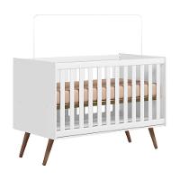 Jogo De Quarto Infantil Q Encanto Retrô Com Cômoda E Berço Branco Acetinado - Qmovi Branco Acetinado