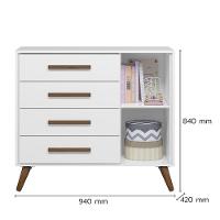 Jogo De Quarto Infantil Q Encanto Retrô Com Cômoda E Berço Branco Acetinado - Qmovi Branco Acetinado - 5