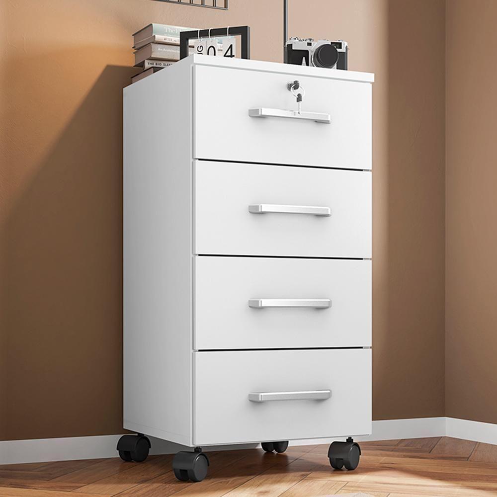 Kit 2 Gaveteiro Gávea 4 Gavetas Branco Trama Com Rodízios - Móveis Leão Branco Trama - 2