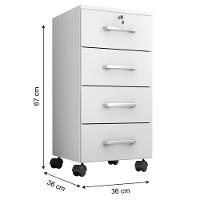 Kit 2 Gaveteiro Gávea 4 Gavetas Branco Trama Com Rodízios - Móveis Leão Branco Trama - 4