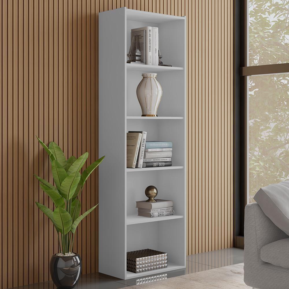 Estante Livreiro Luiza Com Prateleiras Branco - Ajl Móveis Branco - 4