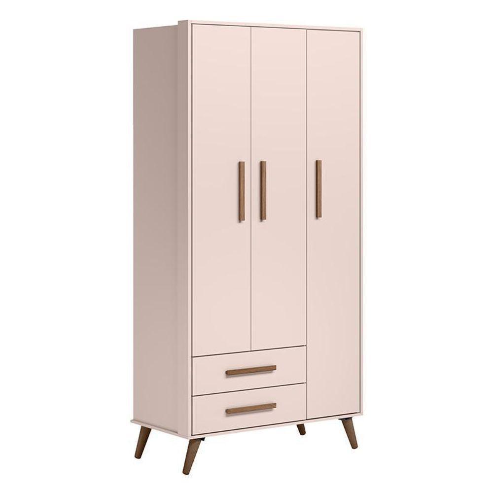Jogo De Quarto Infantil Q Encanto Retrô Com Guarda Roupa E Cômoda Rosa - Qmovi Rosa - 2
