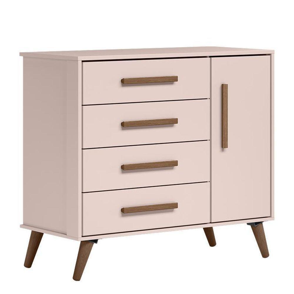 Jogo De Quarto Infantil Q Encanto Retrô Com Guarda Roupa E Cômoda Rosa - Qmovi Rosa - 3