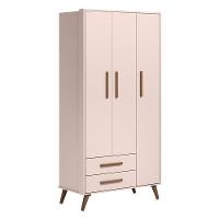 Jogo De Quarto Infantil Q Encanto Retrô Com Guarda Roupa E Cômoda Rosa - Qmovi Rosa - 2