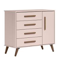 Jogo De Quarto Infantil Q Encanto Retrô Com Guarda Roupa E Cômoda Rosa - Qmovi Rosa - 3