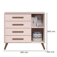 Jogo De Quarto Infantil Q Encanto Retrô Com Guarda Roupa E Cômoda Rosa - Qmovi Rosa - 5