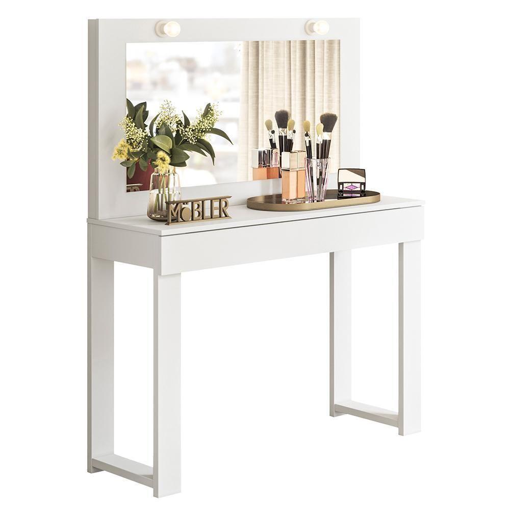 Escrivaninha Penteadeira Camarim Real Branco Fosco - Mobler Branco Fosco - 1