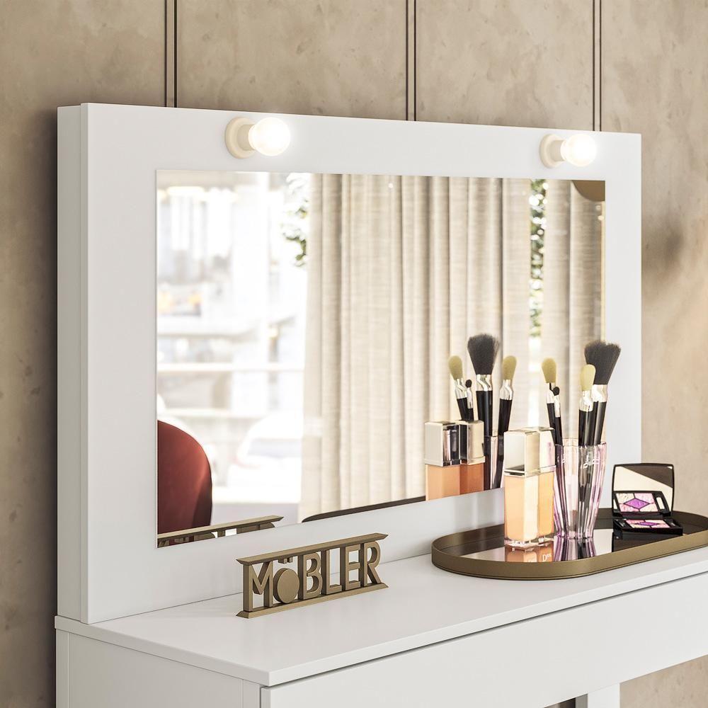 Escrivaninha Penteadeira Camarim Real Branco Fosco - Mobler Branco Fosco - 3