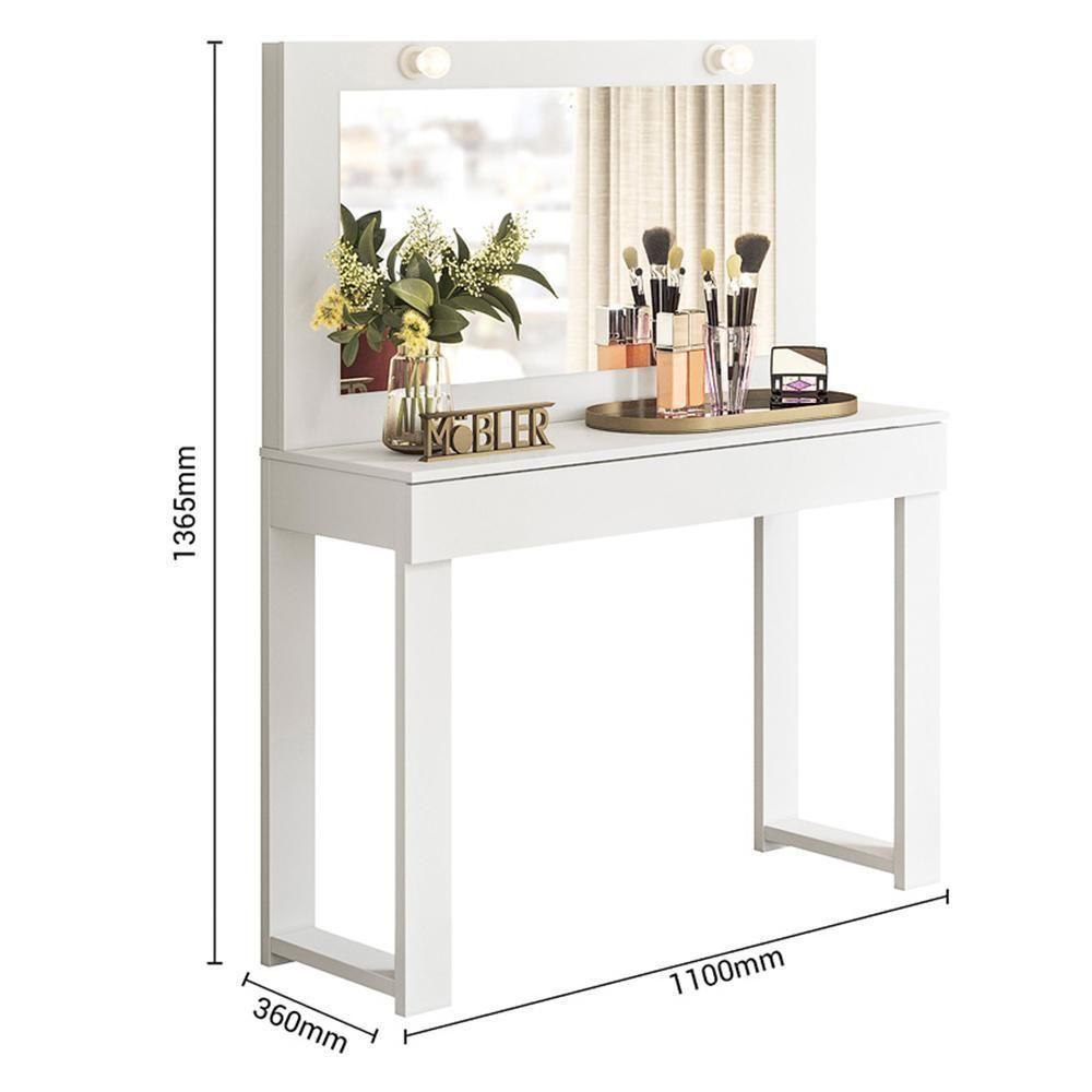 Escrivaninha Penteadeira Camarim Real Branco Fosco - Mobler Branco Fosco - 5