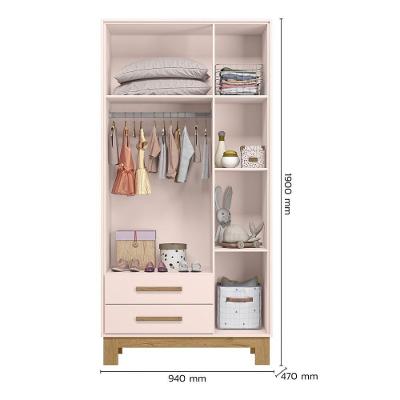 Dormitório Infantil Q Encanto Slim Guarda Roupa, Cômoda E Berço Rosa Acetinado - Qmovi Rosa Acetinado