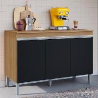 Balcão Pia Manu 120cm Amêndoa-preto Com Tampo Mdp - Ajl Móveis Amêndoa-preto - 2