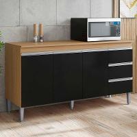 Balcão Pia Andréia 150cm Amêndoa-preto Com Tampo Mdp - Ajl Móveis Amêndoa-preto - 3