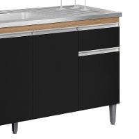 Balcão Pia Tatiane 145cm 4 Portas Amêndoa-preto Sem Tampo - Ajl Móveis Amêndoa-preto - 3