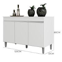Balcão Pia Manu 120cm Branco Com Tampo Mdp - Ajl Móveis Branco - 4