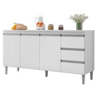 Balcão Pia Andréia 160cm Branco Com Tampo Mdp - Ajl Móveis Branco - 1