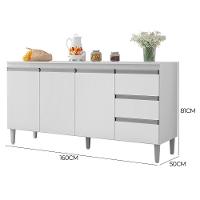 Balcão Pia Andréia 160cm Branco Com Tampo Mdp - Ajl Móveis Branco - 3
