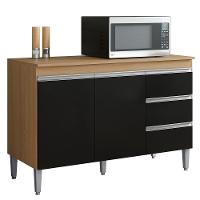 Balcão Pia Andréia 120cm Amêndoa-preto Com Tampo Mdp - Ajl Móveis Amêndoa-preto - 1