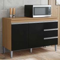 Balcão Pia Andréia 120cm Amêndoa-preto Com Tampo Mdp - Ajl Móveis Amêndoa-preto - 2