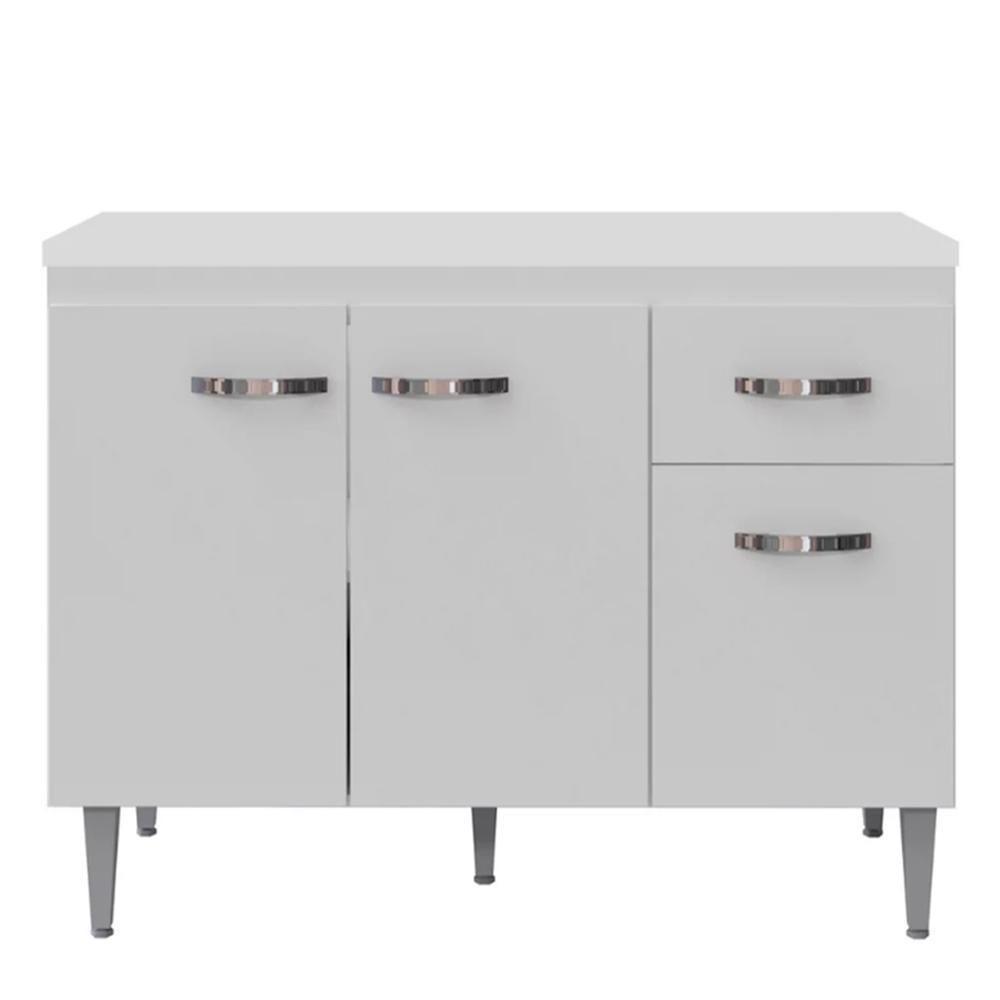 Balcão Pia Gabriela 120cm Branco Com Tampo Mdp - Ajl Móveis Branco - 1