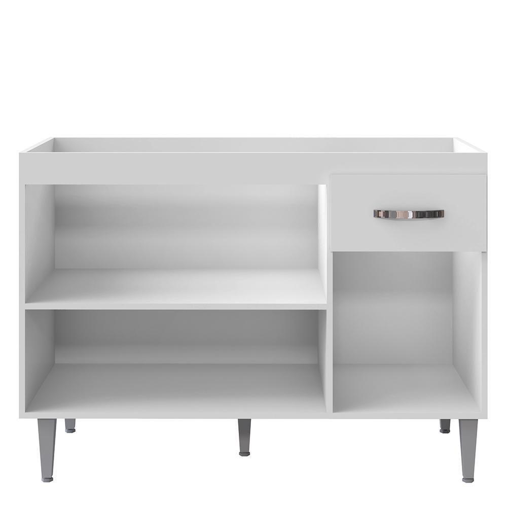 Balcão Pia Gabriela 120cm Branco Com Tampo Mdp - Ajl Móveis Branco - 3