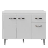 Balcão Pia Gabriela 120cm Branco Com Tampo Mdp - Ajl Móveis Branco - 1