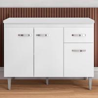 Balcão Pia Gabriela 120cm Branco Com Tampo Mdp - Ajl Móveis Branco - 2